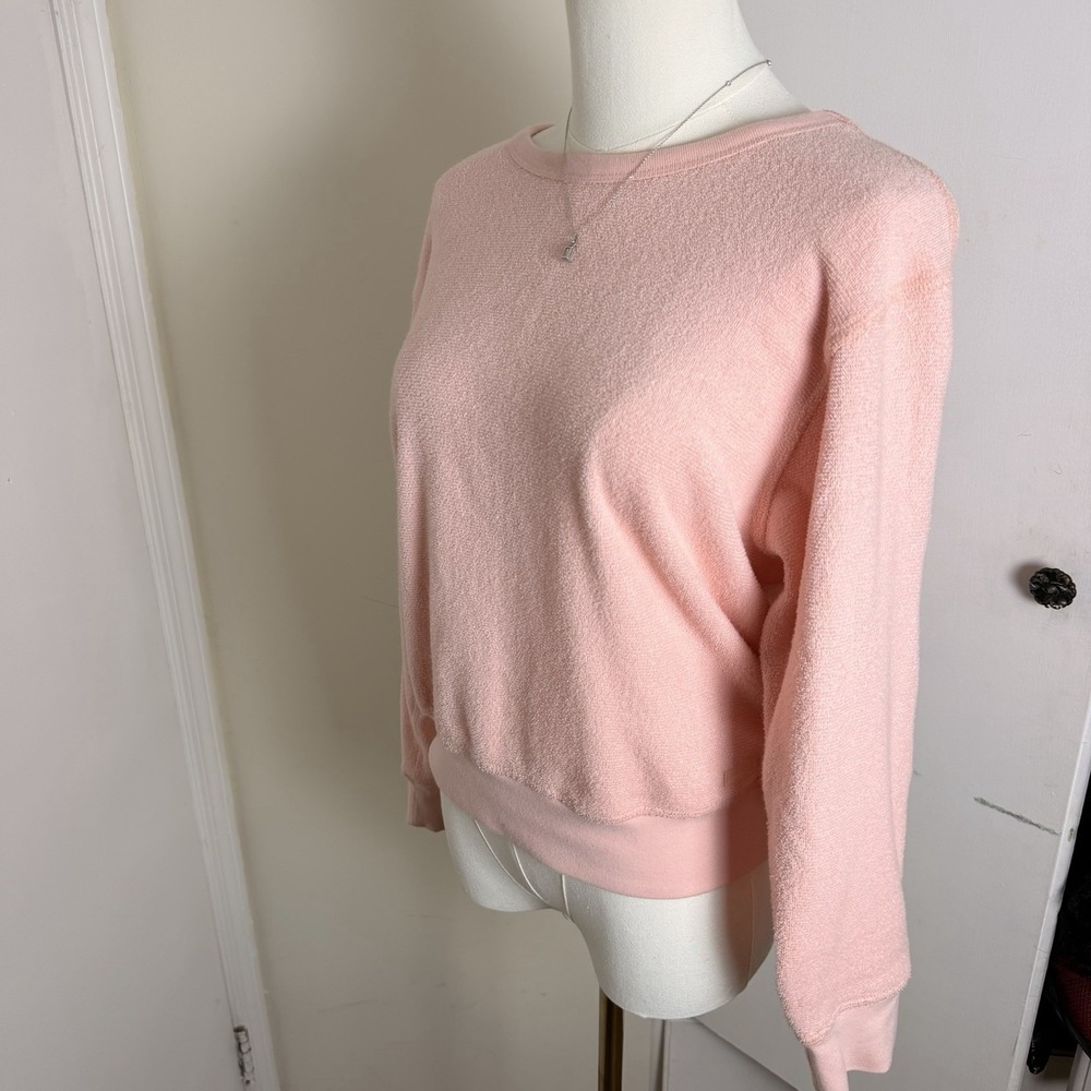 OUTERKNOWN Hightide Crew Sweatshirt in Pink Terry Cloth Womens Sz S
